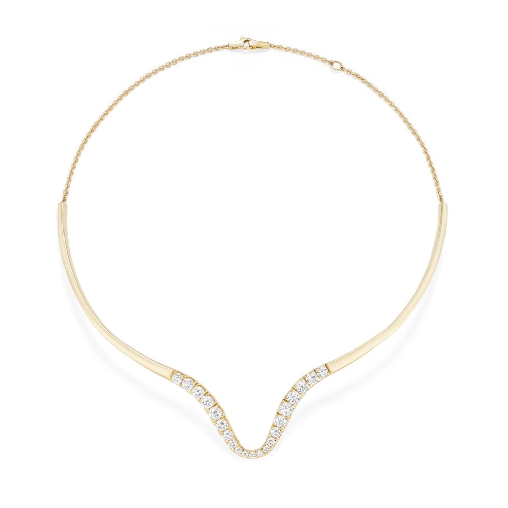 COPY - Melissa Kaye Look- alike Clara Curved Contemporary Collar Necklace-Custo…